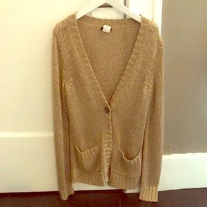 J. Crew XS gold glitter cardigan